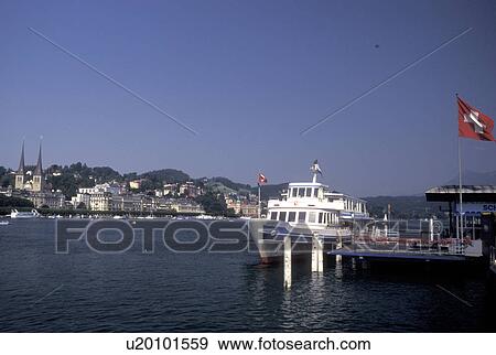 Switzerland, Luzern, Lucerne, Europe, Excursion boat on Lake Luzern in the city of Luzern. View Large Photo Image Stock Photo - Switzerland, Luzern, Lucerne, Europe, Excursion boat on Lake Luzern in the city of Luzern.. Fotosearch