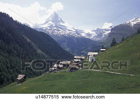 Switzerland, Matterhorn, Cervin, Valais, Alps, Findeln, Scenic view of the village of Findeln above Zermatt with a view of the Matterhorn in the Swiss Alps. View Large Photo Image Stock Photography - Switzerland, Matterhorn, Cervin, Valais, Alps, Findeln, Scenic view of the village of Findeln above Zermatt with a view of the Matterhorn in the Swiss Alps.. Fotosearch