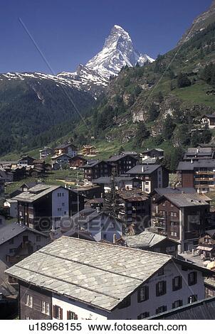 Switzerland, Zermatt, Matterhorn, Valais, Alps, Scenic view of the mountain resort village of Zermatt with a view of the Matterhorn in the Swiss Alps. View Large Photo Image Stock Photography - Switzerland, Zermatt, Matterhorn, Valais, Alps, Scenic view of the mountain resort village of Zermatt with a view of the Matterhorn in the Swiss Alps.. Fotosearch
