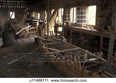 Thunder Bay, Canada, Ontario, Inside the Canoe Shed at Old Fort William, Fur Trading Post, in Thunder Bay. View Large Photo Image Stock Image - Thunder Bay, Canada, Ontario, Inside the Canoe Shed at Old Fort William, Fur Trading Post, in Thunder Bay.. Fotosearch
