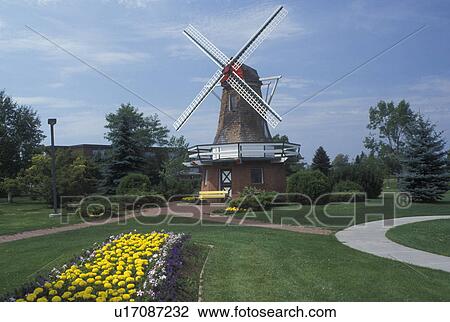 Stock Image -  Thunder Bay, Canada, Ontario, Windmill at the International Friendship Gardens in Thunder Bay.. Fotosearch