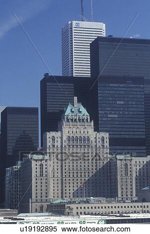 Toronto, Canada, Ontario, Royal York Hotel and skyline of downtown Toronto. View Large Photo Image Stock Photography - Toronto, Canada, Ontario, Royal York Hotel and skyline of downtown Toronto. . Fotosearch