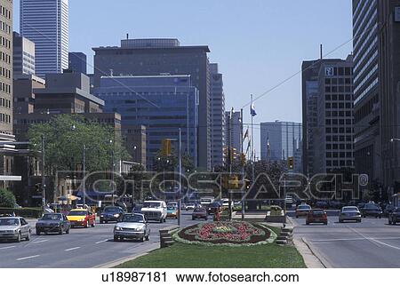 Stock Image -  Toronto, Canada, Ontario, View of University Avenue in downtown Toronto. . Fotosearch