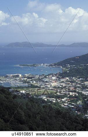 Tortola, British Virgin Islands, Road Town, Caribbean, BVI, Road Bay, Scenic view of Road Town on the island of Tortola on the Caribbean Sea. View Large Photo Image Stock Image - Tortola, British Virgin Islands, Road Town, Caribbean, BVI, Road Bay, Scenic view of Road Town on the island of Tortola on the Caribbean Sea.. Fotosearch