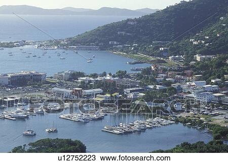 Tortola, Road Town, British Virgin Islands, Caribbean, BVI, Road Bay, Scenic view of Road Town on the island of Tortola on the Caribbean Sea. View Large Photo Image Stock Image - Tortola, Road Town, British Virgin Islands, Caribbean, BVI, Road Bay, Scenic view of Road Town on the island of Tortola on the Caribbean Sea.. Fotosearch