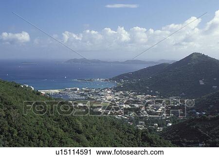 Tortola, Road Town, British Virgin Islands, Caribbean, Road Bay, BVI, Scenic view of Road Town on the island of Tortola on the Caribbean Sea. View Large Photo Image Stock Image - Tortola, Road Town, British Virgin Islands, Caribbean, Road Bay, BVI, Scenic view of Road Town on the island of Tortola on the Caribbean Sea.. Fotosearch