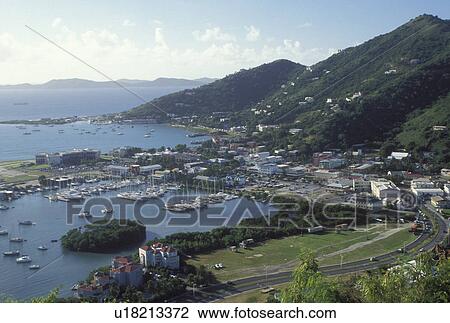 Tortola, Road Town, Caribbean, British Virgin Islands, Road Bay, BVI, Scenic view of Road Town on the island of Tortola on the Caribbean Sea. View Large Photo Image Stock Image - Tortola, Road Town, Caribbean, British Virgin Islands, Road Bay, BVI, Scenic view of Road Town on the island of Tortola on the Caribbean Sea.. Fotosearch