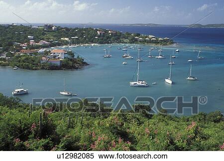 U. S. Virgin Islands, St. John, Caribbean, USVI, Scenic view of Cruz Bay on Saint John Island. View Large Photo Image Stock Photography - U. S. Virgin Islands, St. John, Caribbean, USVI, Scenic view of Cruz Bay on Saint John Island.. Fotosearch