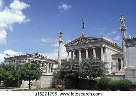 university, Athens, Greece, Europe, Academy of Athens in downtown Athens. View Large Photo Image Stock Photography - university, Athens, Greece, Europe, Academy of Athens in downtown Athens.. Fotosearch
