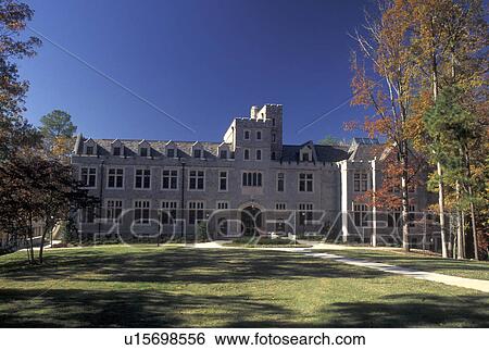 Stock Photograph -  university, Atlanta, GA, Georgia, Grey stone building on the campus of Oglethorpe University.. Fotosearch