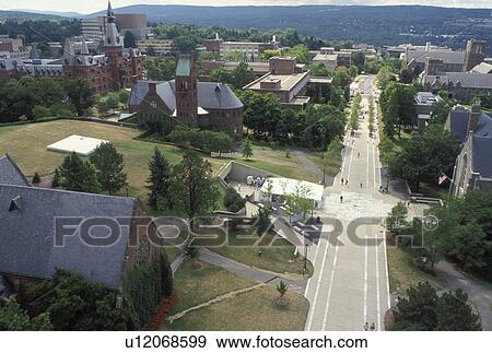 university, Ithaca, NY, New York, Finger Lakes, Aerial view of the campus of Cornell University from the University Clock Tower. View Large Photo Image Stock Photo - university, Ithaca, NY, New York, Finger Lakes, Aerial view of the campus of Cornell University from the University Clock Tower.. Fotosearch