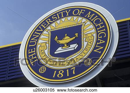 university, UM, Ann Arbor, MI, Michigan, University of Michigan Emblem outside the Football Stadium. View Large Photo Image Stock Photography - university, UM, Ann Arbor, MI, Michigan, University of Michigan Emblem outside the Football Stadium.. Fotosearch