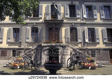 Vevey, Switzerland, Vaud, Prefecture (town hall) in downtown Vevey in the Canton of Vaud. View Large Photo Image Stock Photo - Vevey, Switzerland, Vaud, Prefecture (town hall) in downtown Vevey in the Canton of Vaud. . Fotosearch