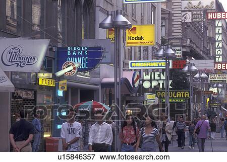 Vienna, Austria, Wien, Shops along Karntner Street in downtown Vienna. View Large Photo Image Stock Photo - Vienna, Austria, Wien, Shops along Karntner Street in downtown Vienna.. Fotosearch