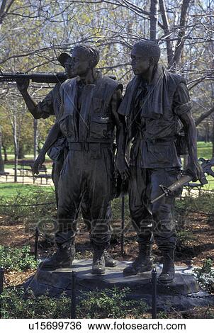 Stock Photograph -  Vietnam Veterans Memorial, Washington, DC, District of Columbia, Statue of Three Servicemen at the Vietnam War Memorial at West Potomac Park in Washington, D. C.. Fotosearch