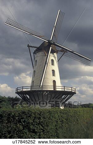 Stock Image -  windmill, Belgium, Europe, Windmill in Vlaanderen County.. Fotosearch