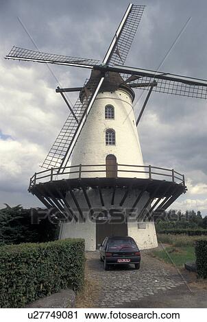 Stock Image -  windmill, Belgium, Europe, Windmill in Vlaanderen County.. Fotosearch