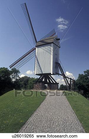 windmill, Bruges, Brugge, Belgium, West-Vlaanderen, Europe, Windmill along a canal in Brugge. View Large Photo Image Stock Photography - windmill, Bruges, Brugge, Belgium, West-Vlaanderen, Europe, Windmill along a canal in Brugge.. Fotosearch