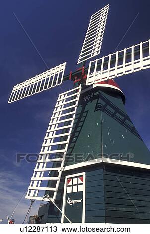 windmill, Holland, Volendam, Netherlands, Noord-Holland, Europe, Green and white windmill in the town of Volendam. View Large Photo Image Stock Image - windmill, Holland, Volendam, Netherlands, Noord-Holland, Europe, Green and white windmill in the town of Volendam.. Fotosearch