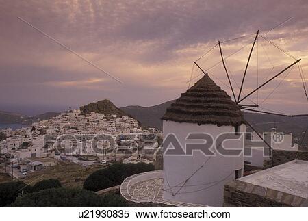 windmill, Ios, Greek Islands, Cyclades, Hora, Greece, Europe, Windmill in the village of Hora on Ios Island on the Aegean Sea. View Large Photo Image Stock Photography - windmill, Ios, Greek Islands, Cyclades, Hora, Greece, Europe, Windmill in the village of Hora on Ios Island on the Aegean Sea.. Fotosearch