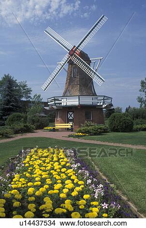 Picture -  windmill, Thunder Bay, Canada, Ontario, Windmill at the International Friendship Gardens in Thunder Bay.. Fotosearch