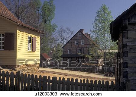 Winston-Salem, NC, North Carolina, Old Salem, Historical buildings in Old Salem, a living history restoration of the Moravian Church town of Salem founded in 1766, in the spring in Winston-Salem. View Large Photo Image Stock Image - Winston-Salem, NC, North Carolina, Old Salem, Historical buildings in Old Salem, a living history restoration of the Moravian Church town of Salem founded in 1766, in the spring in Winston-Salem.. Fotosearch