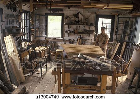 woodshop, Thunder Bay, Canada, Ontario, Inside a shop at Trades Square at Old Fort William, Fur Trading Post, in Thunder Bay. View Large Photo Image Stock Photo - woodshop, Thunder Bay, Canada, Ontario, Inside a shop at Trades Square at Old Fort William, Fur Trading Post, in Thunder Bay.. Fotosearch