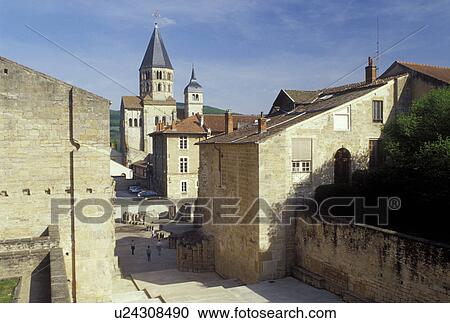 Stock Image -  abbey, Burgundy, France, Cluny, Saone-et-Loire, Bourgogne, Europe, wine region, Eglise Abbatiale the Abbey Church in the town of Cluny.. Fotosearch