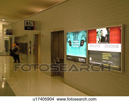 Picture -  airport, Philadelphia, PA, Pennsylvania, Restrooms at the Philadelphia International Airport in Philadelphia.. Fotosearch