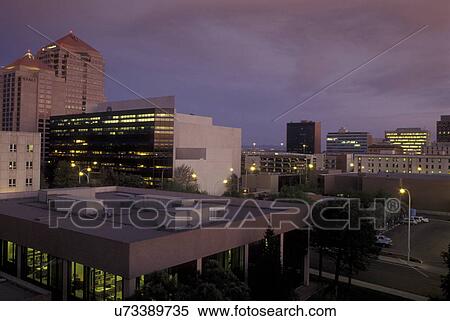 Albuquerque, NM, New Mexico, aerial of downtown, evening View Large Photo Image Stock Photography - Albuquerque, NM, New Mexico, aerial of downtown, evening. Fotosearch