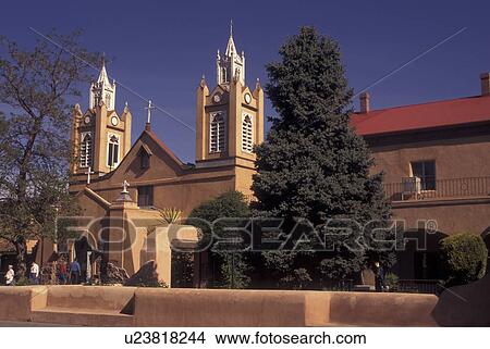 Picture -  Albuquerque, NM, New Mexico, Old Town, San Felipe de Neri Church. Fotosearch