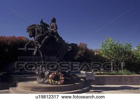 Stock Photo -  Albuquerque, NM, New Mexico, Old Town, equestrian sculpture. Fotosearch