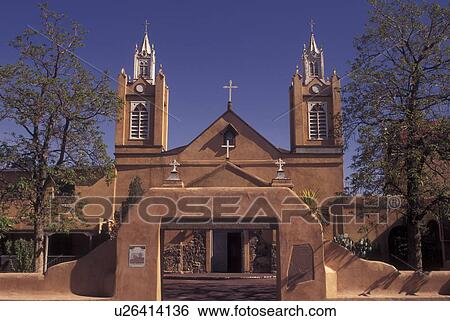 Stock Photograph -  Albuquerque, NM, New Mexico, Old Town, San Felipe de Neri Church. Fotosearch
