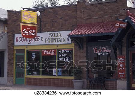 Amarillo, TX, Texas, Historic Route 66, Antique District View Large Photo Image Stock Photograph - Amarillo, TX, Texas, Historic Route 66, Antique District. Fotosearch