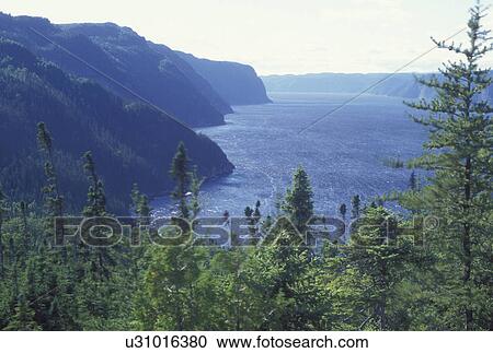 Stock Image -  Anse de Tabatiere, Canada, Quebec, Saguenay Fjord and River in Saguenay National Park. Fotosearch