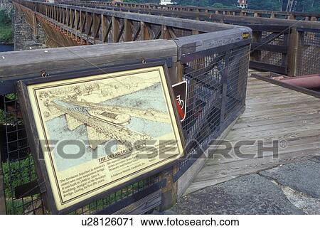 Stock Image -  aqueduct, PA/NY, Pennsylvania, New York, Roebling's Delaware Aqueduct at the Upper Delaware Scenic & Recreational River.. Fotosearch