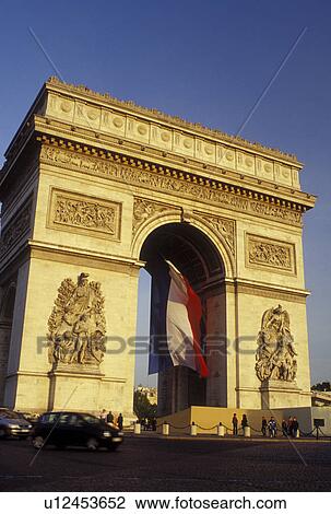 Arc de Triomphe, France, Paris, Ile de France, Europe, The French Flag hangs inside the Arc de Triomphe in Paris at Place Charles de Gaulle Etoile. View Large Photo Image Stock Image -  Arc de Triomphe, France, Paris, Ile de France, Europe, The French Flag hangs inside the Arc de Triomphe in Paris at Place Charles de Gaulle Etoile.. Fotosearch