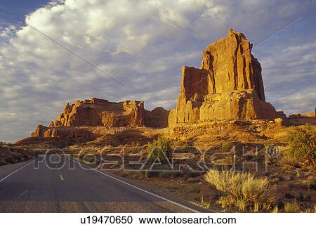Arches National Park, Moab, UT, Utah, Scenic view of Courthouse Towers along the park road in Arches Nat'l Park in Moab. View Large Photo Image Stock Image - Arches National Park, Moab, UT, Utah, Scenic view of Courthouse Towers along the park road in Arches Nat'l Park in Moab. . Fotosearch
