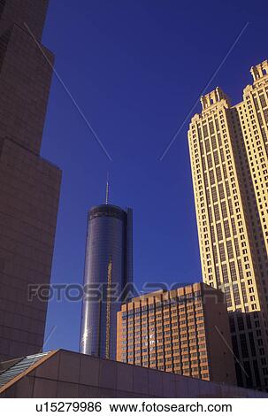 Stock Photograph -  Atlanta, GA, Georgia, 191 Peachtree Tower, Westin Peachtree Plaza, downtown, high-rise buildings. Fotosearch