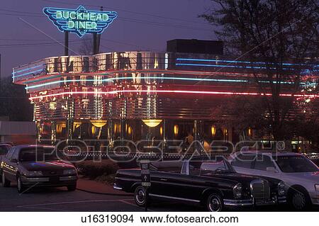 Atlanta, GA, Georgia, Buckhead, Buckhead Diner, neon lights, evening, restaurant View Large Photo Image Picture - Atlanta, GA, Georgia, Buckhead, Buckhead Diner, neon lights, evening, restaurant. Fotosearch