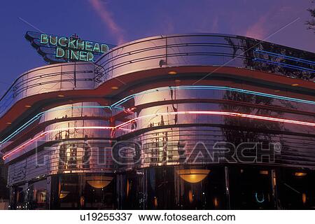 Atlanta, GA, Georgia, Buckhead, Buckhead Diner, neon lights, evening, restaurant View Large Photo Image Stock Photo - Atlanta, GA, Georgia, Buckhead, Buckhead Diner, neon lights, evening, restaurant. Fotosearch