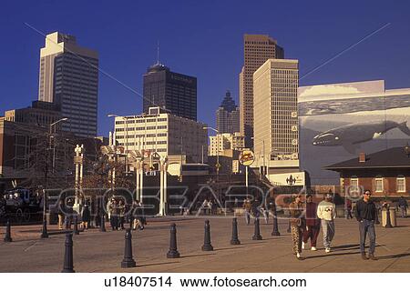 Picture -  Atlanta, GA, Georgia, Downtown skyline, Underground Atlanta. Fotosearch