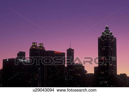 Atlanta, GA, Georgia, Downtown skyline, evening View Large Photo Image Picture - Atlanta, GA, Georgia, Downtown skyline, evening. Fotosearch