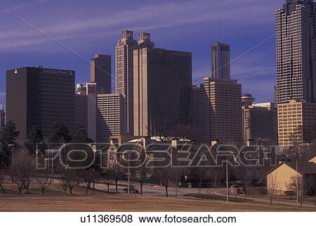 Stock Photo -  Atlanta, GA, Georgia, Downtown skyline from Bedford Pine Park. Fotosearch