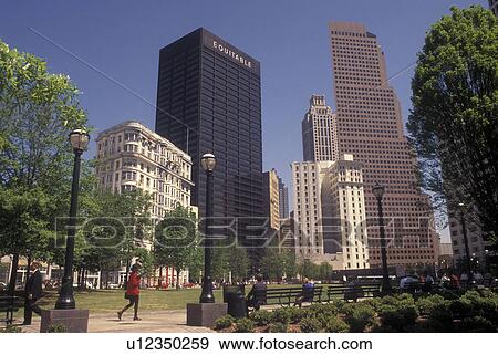 Stock Photo -  Atlanta, GA, Georgia, Downtown skyline from Woodruff Park. Fotosearch