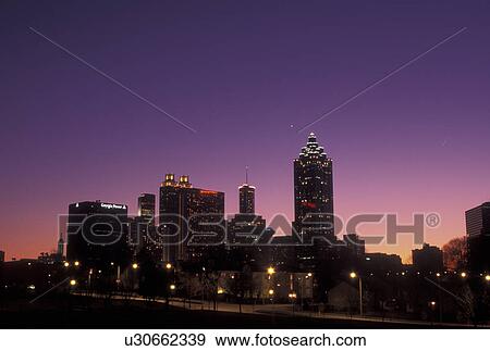 Atlanta, GA, Georgia, Downtown skyline from Bedford Pine Park, evening View Large Photo Image Stock Photo - Atlanta, GA, Georgia, Downtown skyline from Bedford Pine Park, evening. Fotosearch