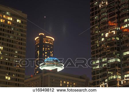 Stock Image -  Atlanta, GA, Georgia, Downtown, high-rise buildings, evening. Fotosearch