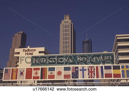 Atlanta, GA, Georgia, downtown, skyline, Flags of the countries of the world on International Blvd. View Large Photo Image Stock Image - Atlanta, GA, Georgia, downtown, skyline, Flags of the countries of the world on International Blvd.. Fotosearch