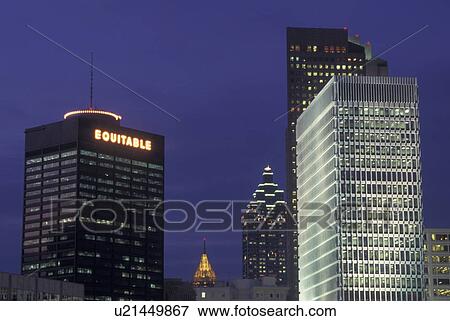 Stock Photo -  Atlanta, GA, Georgia, downtown skyline, evening. Fotosearch