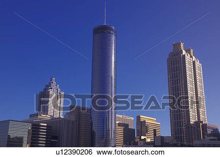 Stock Photograph -  Atlanta, GA, Georgia, downtown, skyline, Peachtree Plaza Hotel. Fotosearch